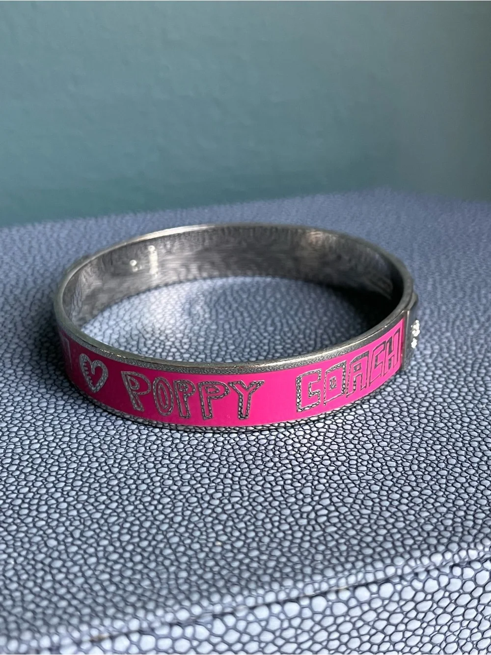 Coach Pink Poppy Enamel Bangle Bracelet